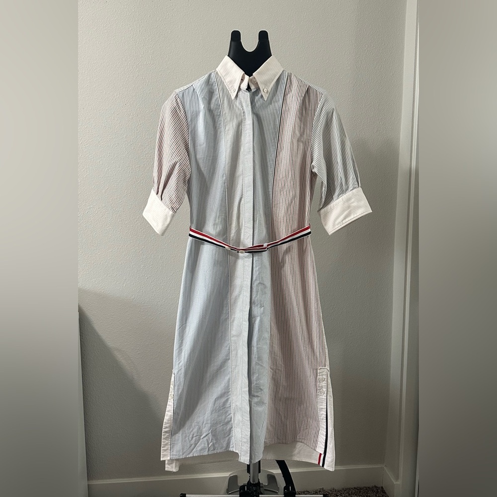 Thom Browne  Stripe Belt Oxford Shirtdress